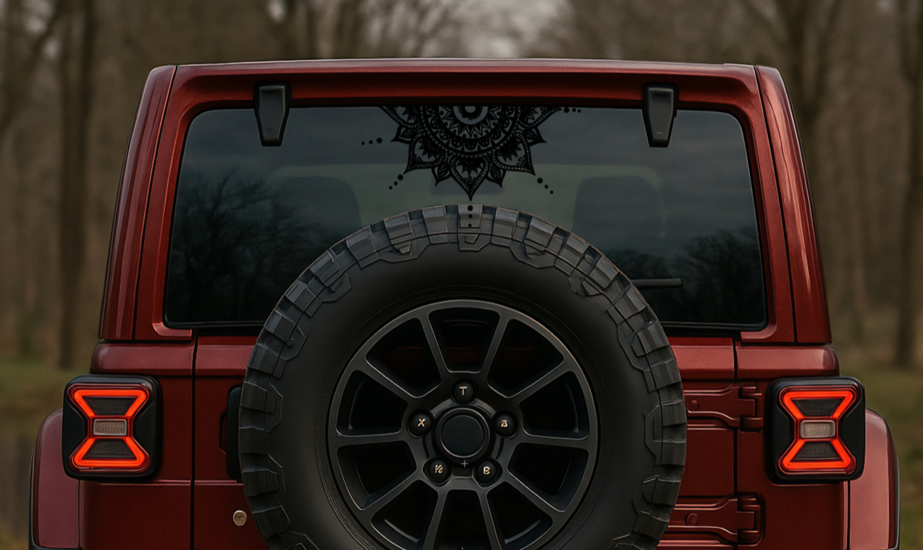 Mandala Window Decal – Matte Black Vinyl