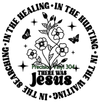 There Was Jesus Floral Circle Decal