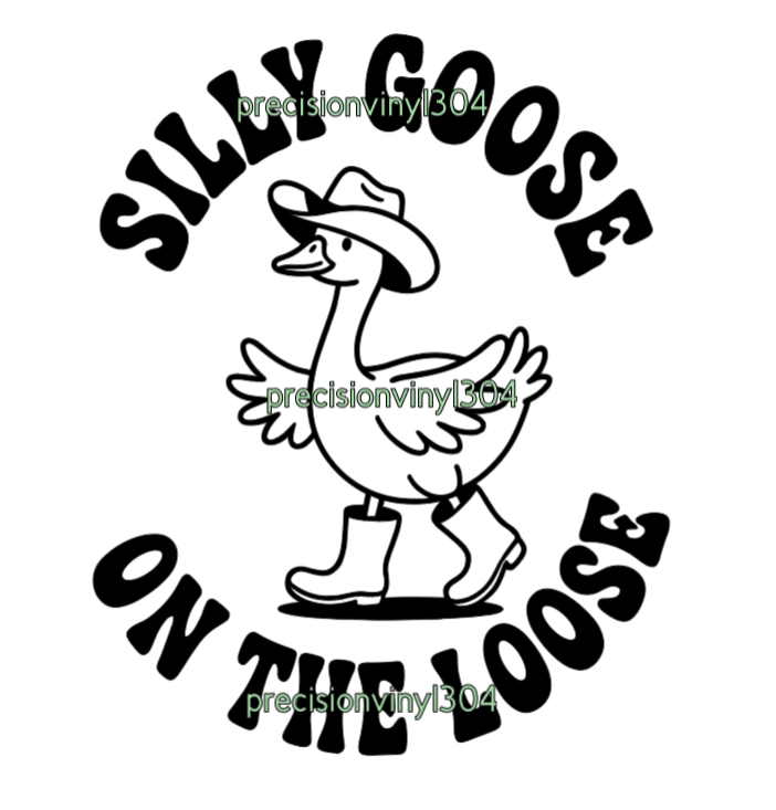 Silly Goose On The Loose decal applied to Jeep rear window