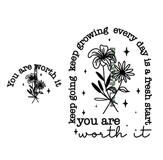 You Are Worth It Keep Going Keep Growing Hoodie - front and back view