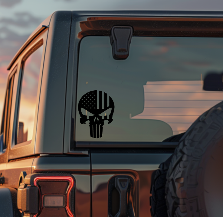 American Flag Skull — Small Decal
