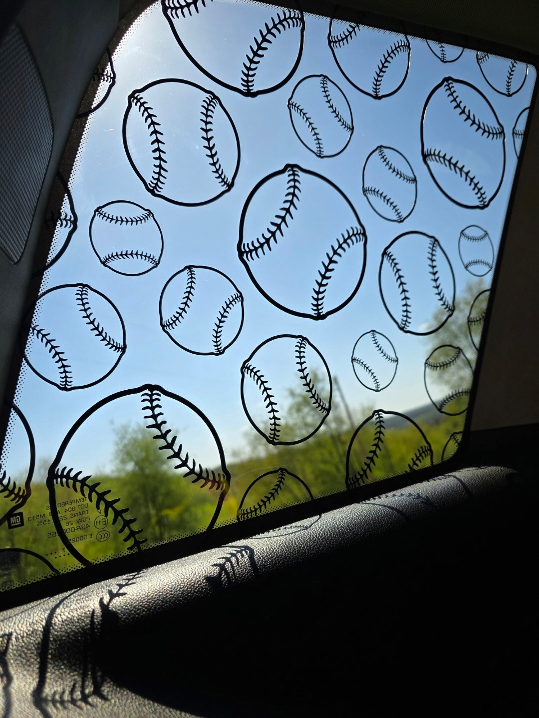 Baseball Full Coverage Window Decal — Matte Black Vinyl