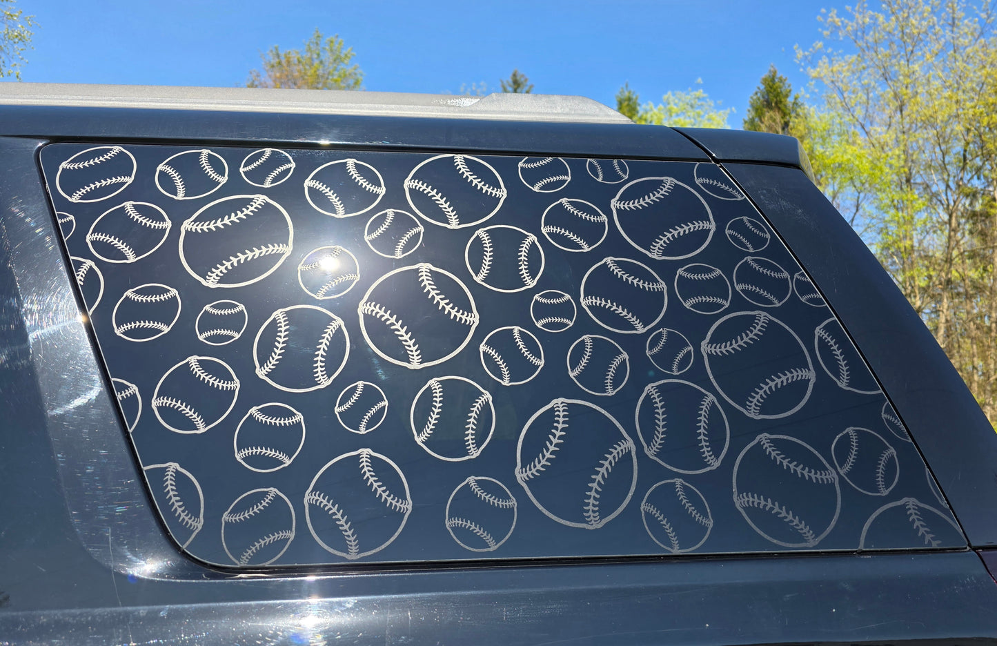 Baseball Full Coverage Window Decal — Matte Black Vinyl