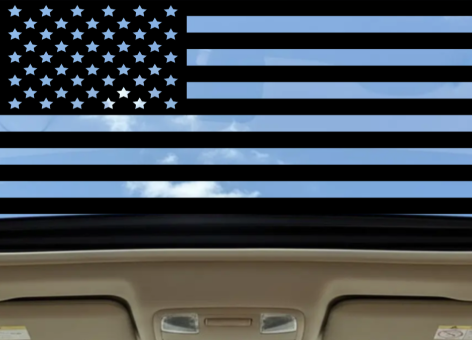 American Flag Sunroof Decal — Matte Black Vinyl