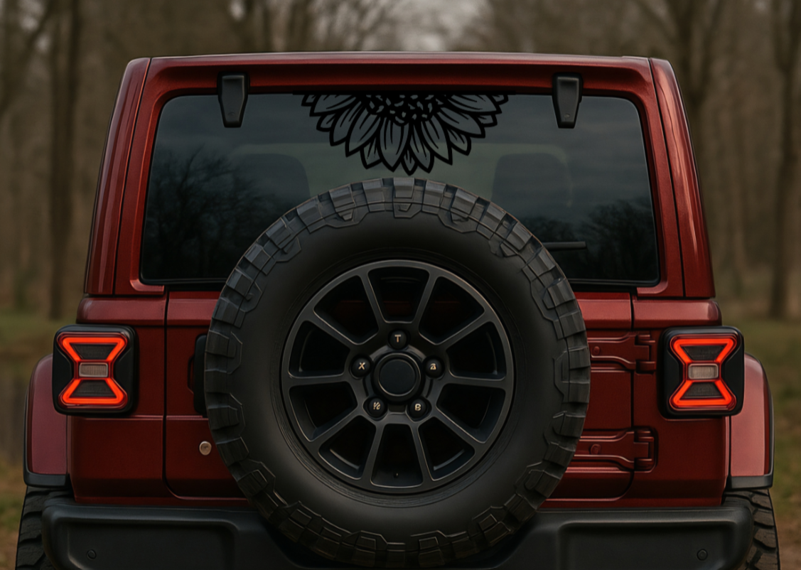 Sunflower Window Decal – Matte Black Vinyl