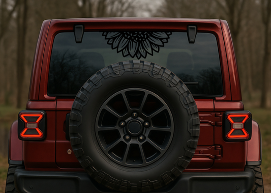 Sunflower Window Decal – Matte Black Vinyl