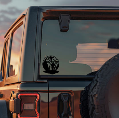 Bigfoot UFO Night Scene Decal