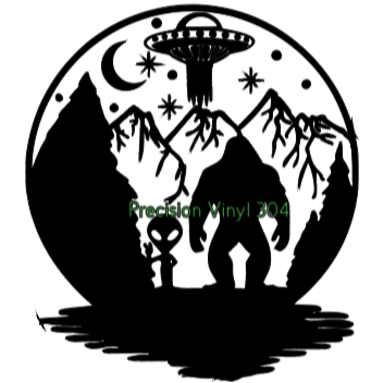 Bigfoot UFO Night Scene Decal