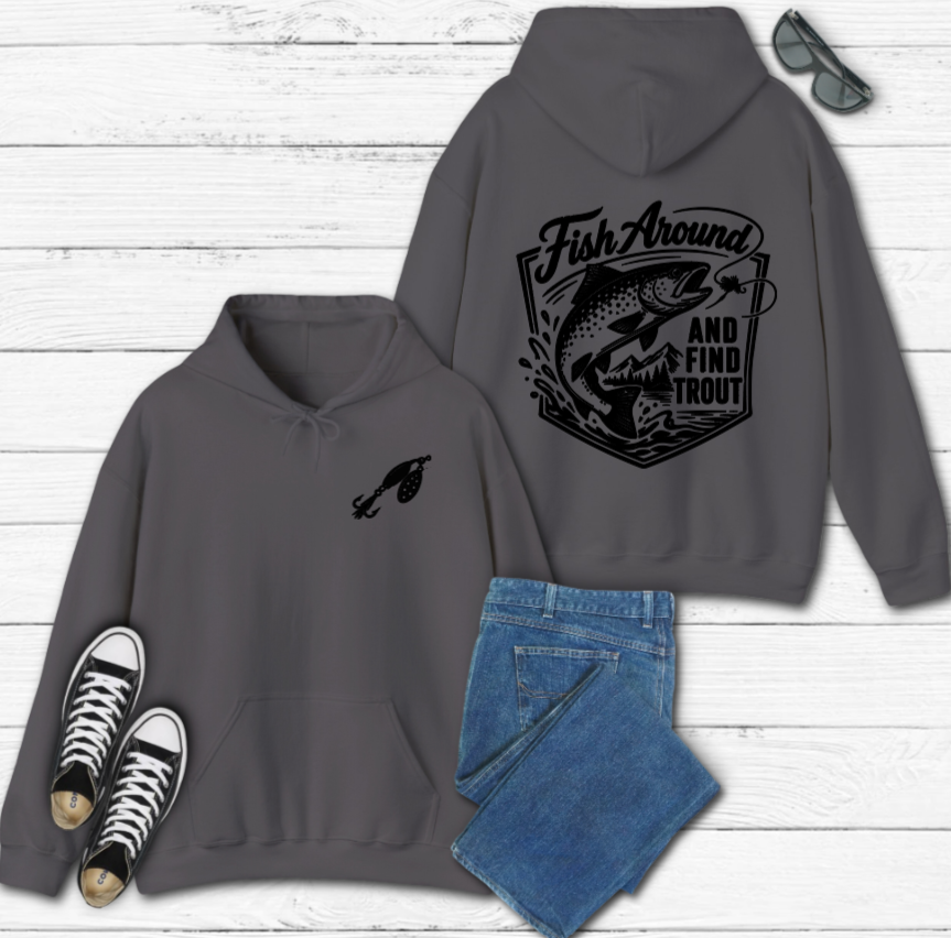 Fish Around and Find Trout graphic design