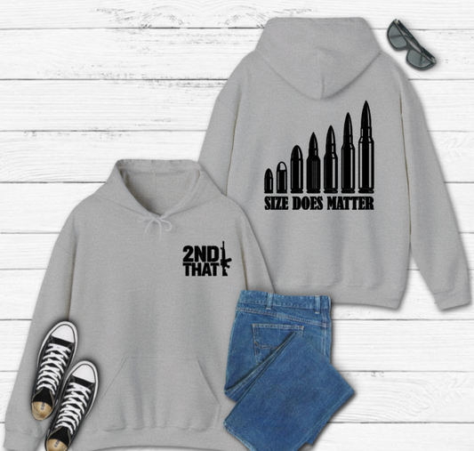 2nd That Size Does Matter Hoodie front and back view