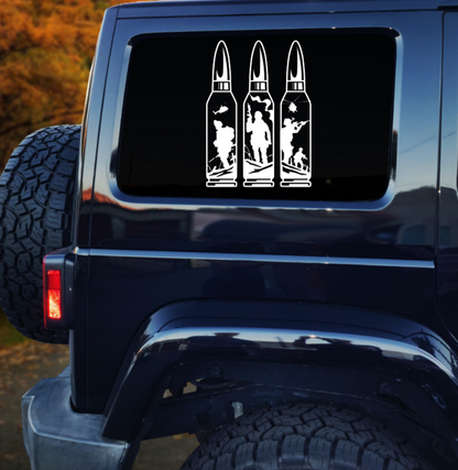 Three Bullet Military Silhouette Decal