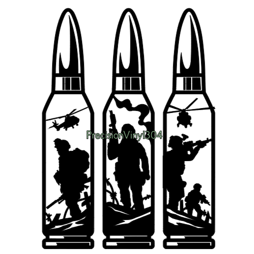 Three Bullet Military Silhouette Decal