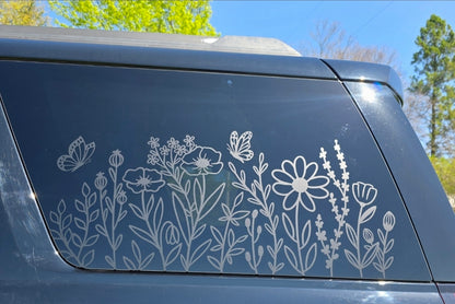 Wildflower Meadow & Butterfly Large Car Window Decal