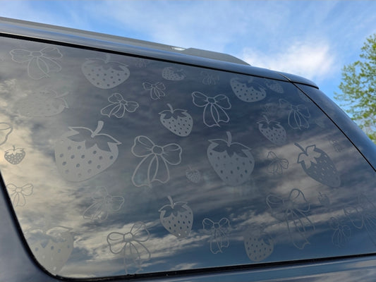 Strawberries & Bows Full Coverage Window Decal
